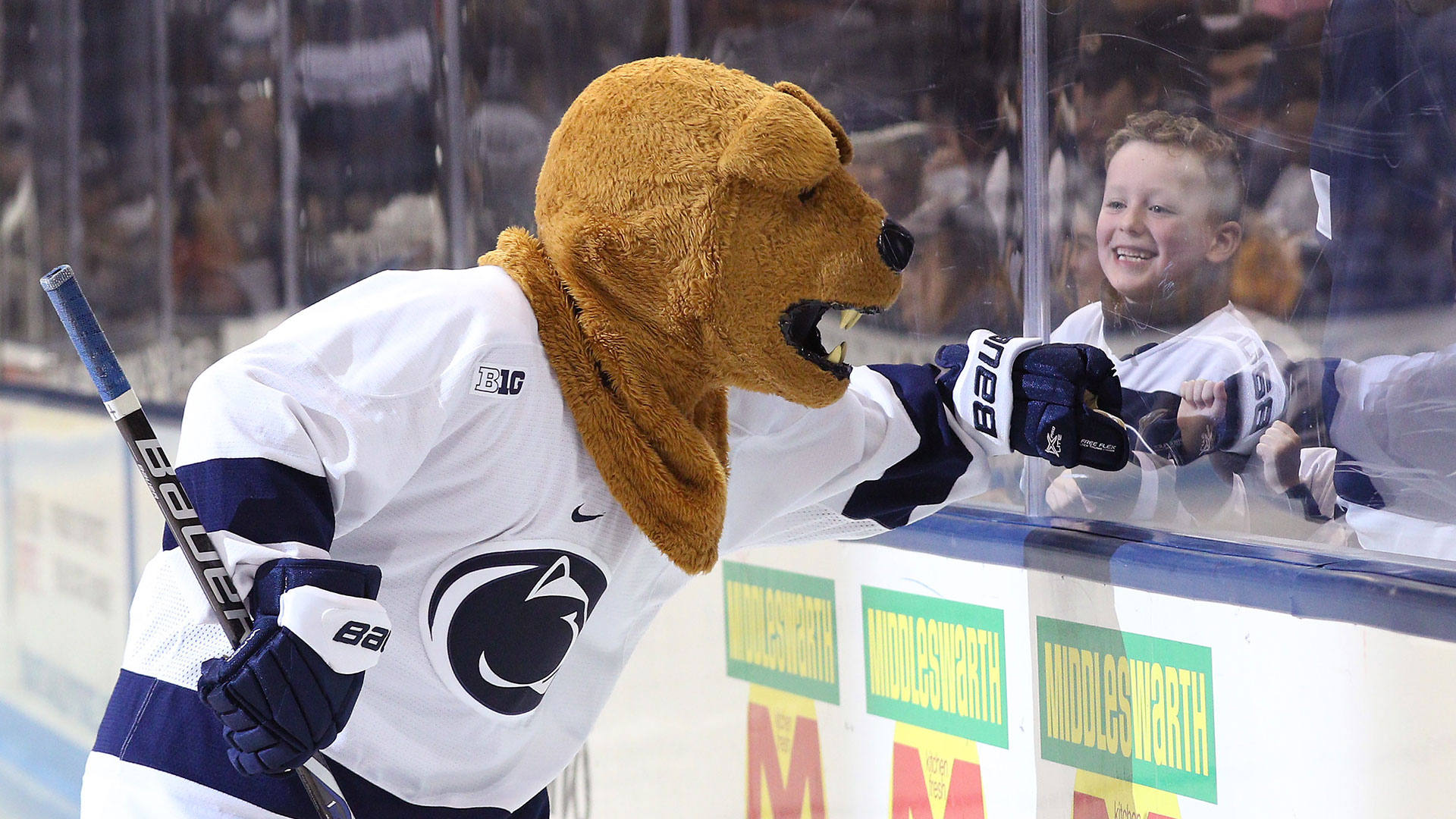 nittany lion with fan